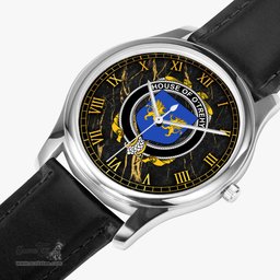 Irish House of O TREHY Troy Irish Coat of Arms Irish Watch Leather Strap Classic Quartz Watch