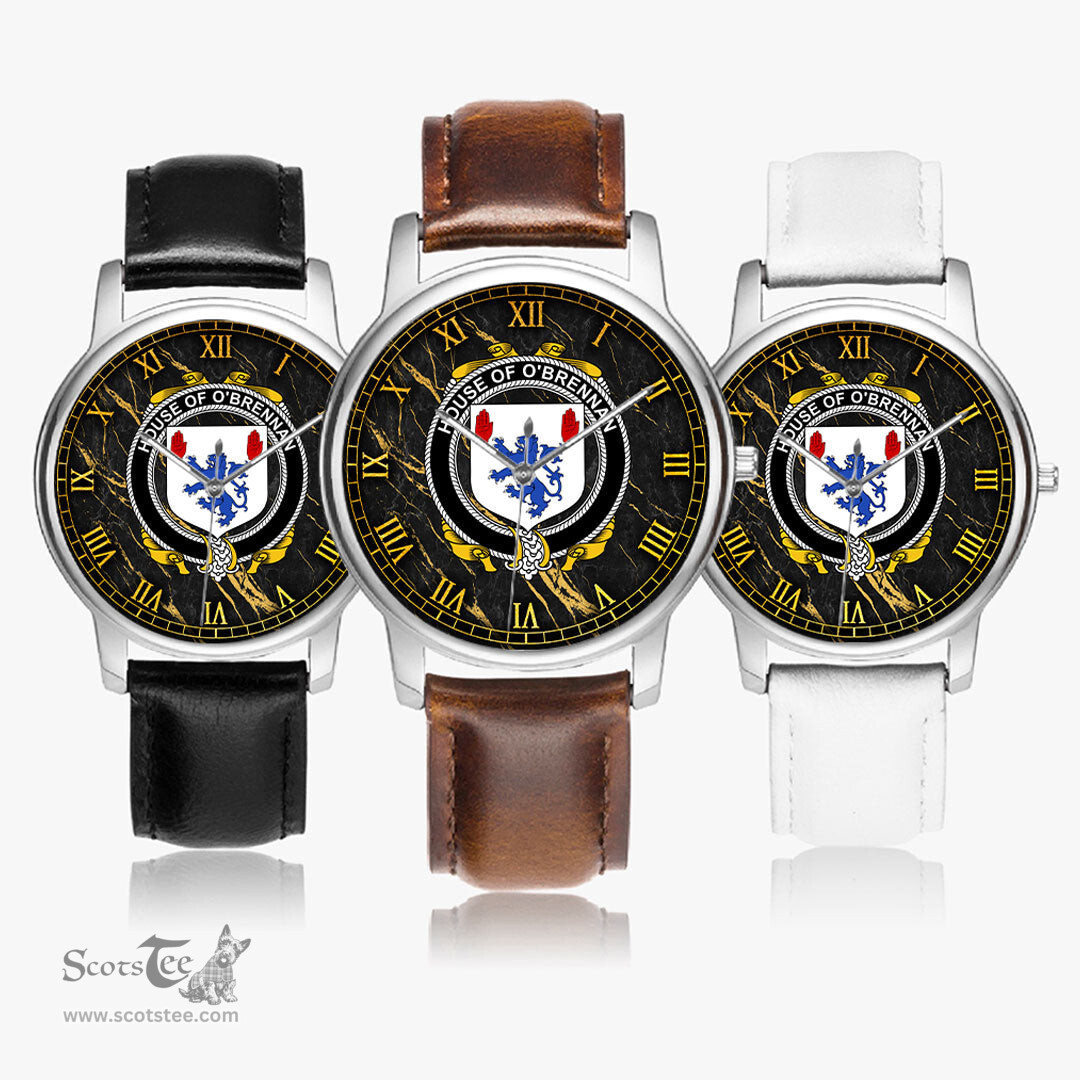 Irish House of O BRENNAN Connacht Irish Coat of Arms Irish Watch Leather Strap Classic Quartz Watch