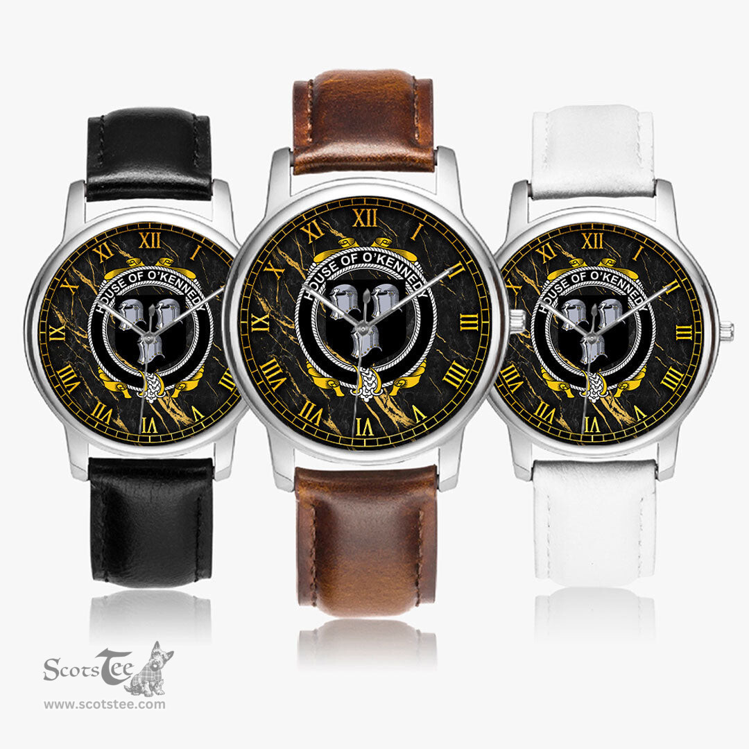 Irish House of O KENNEDY Irish Coat of Arms Irish Watch Leather Strap Classic Quartz Watch
