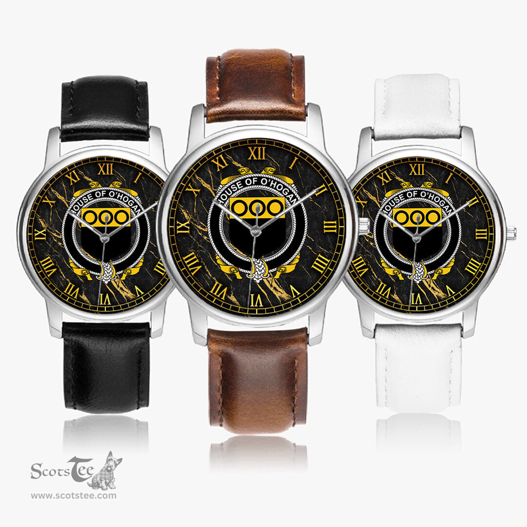Irish House of O HOGAN Irish Coat of Arms Irish Watch Leather Strap Classic Quartz Watch