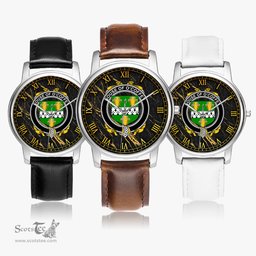 Irish House of O COFFEY Irish Coat of Arms Irish Watch Leather Strap Classic Quartz Watch