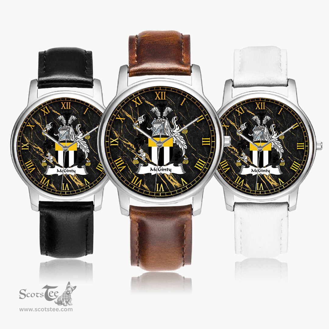 Irish McGinty Irish Coat of Arms Irish Watch Leather Strap Classic Quartz Watch