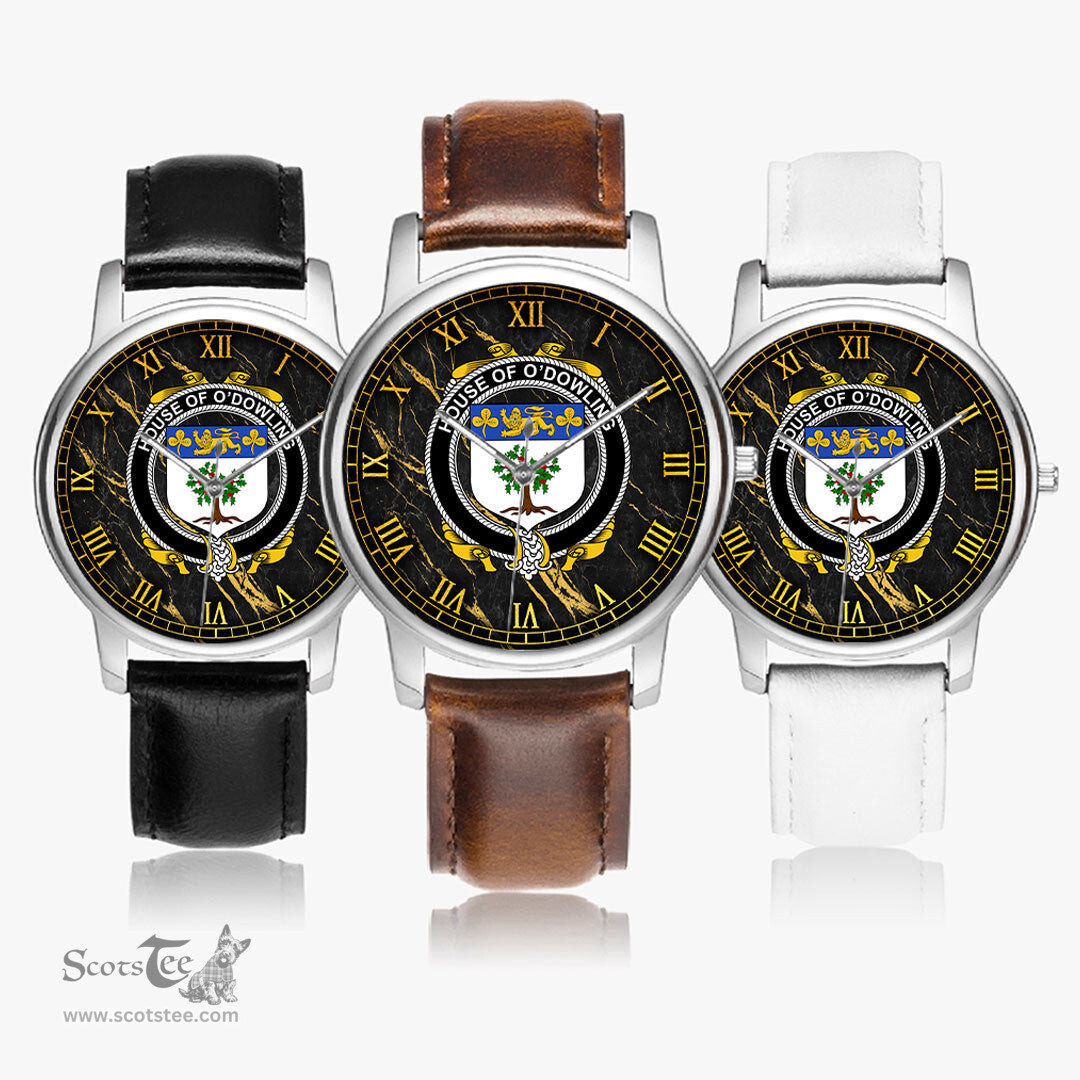 Irish House of O DOWLING Irish Coat of Arms Irish Watch Leather Strap Classic Quartz Watch