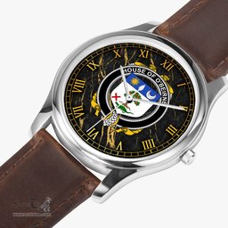 Irish House of O BEIRNE Irish Coat of Arms Irish Watch Leather Strap Classic Quartz Watch