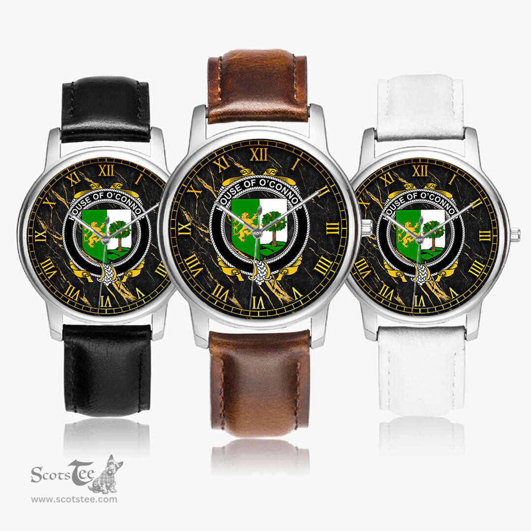Irish House of O CONNOR Sligo Irish Coat of Arms Irish Watch Leather Strap Classic Quartz Watch
