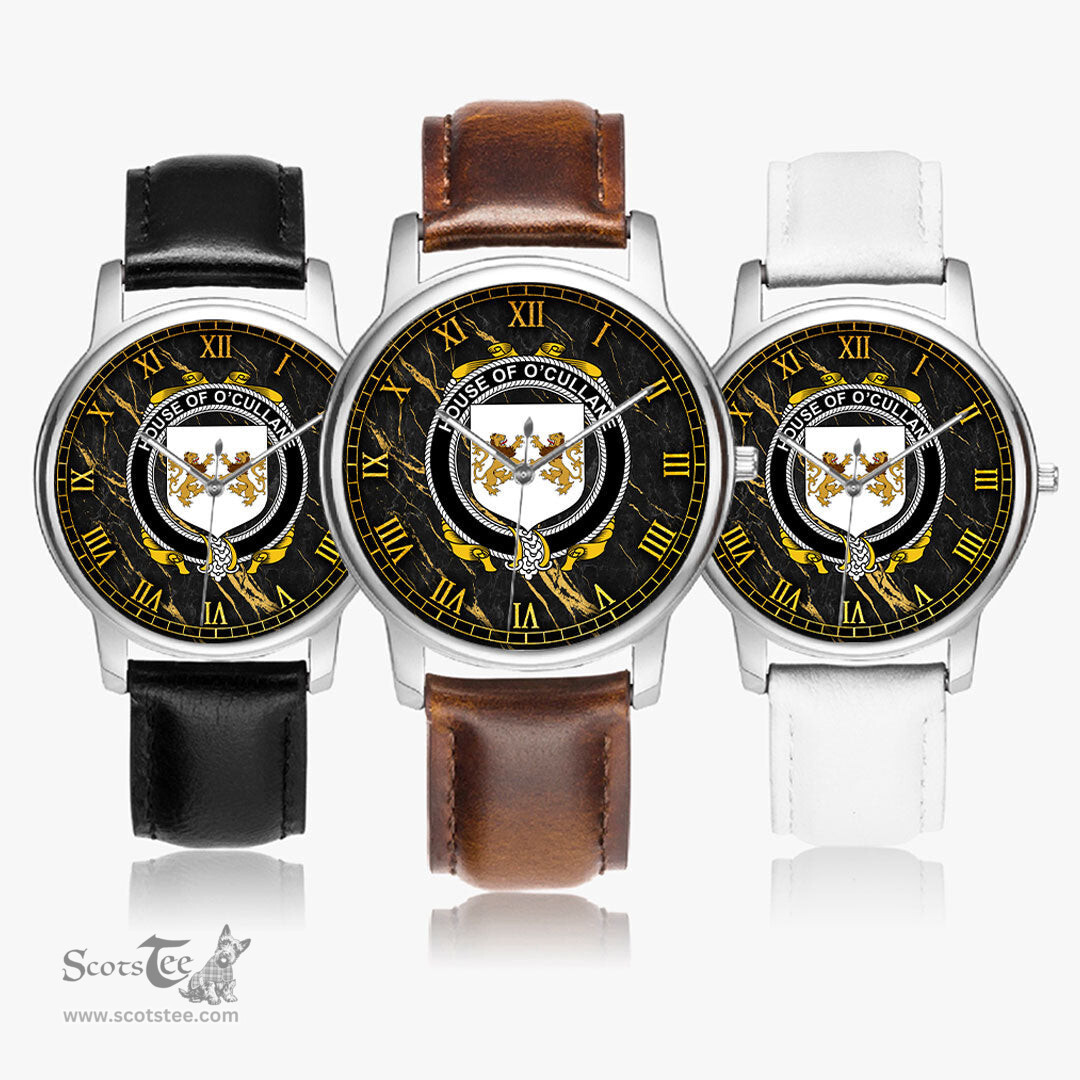 Irish House of O CULLANE or Collins Irish Coat of Arms Irish Watch Leather Strap Classic Quartz Watch