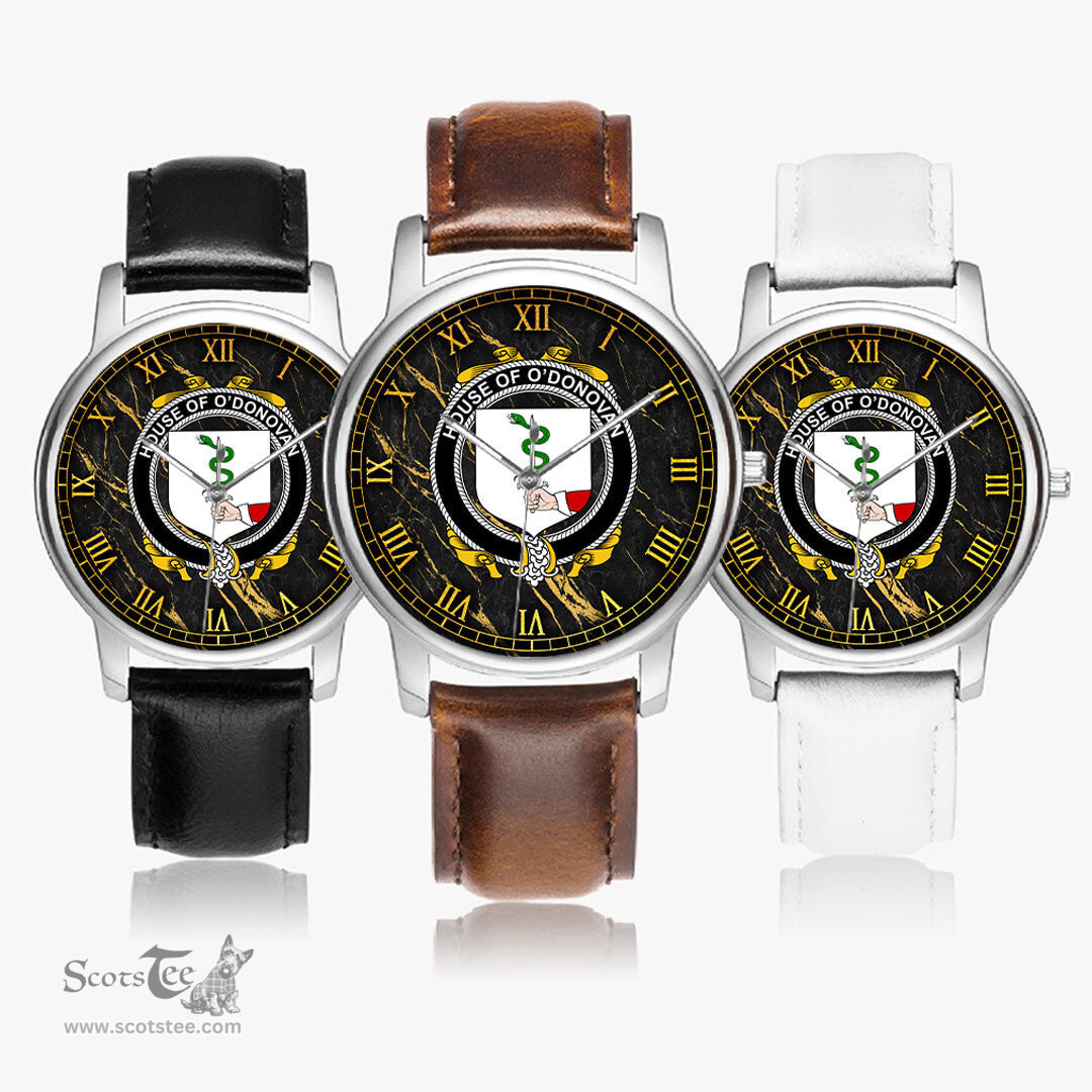 Irish House of O DONOVAN Irish Coat of Arms Irish Watch Leather Strap Classic Quartz Watch