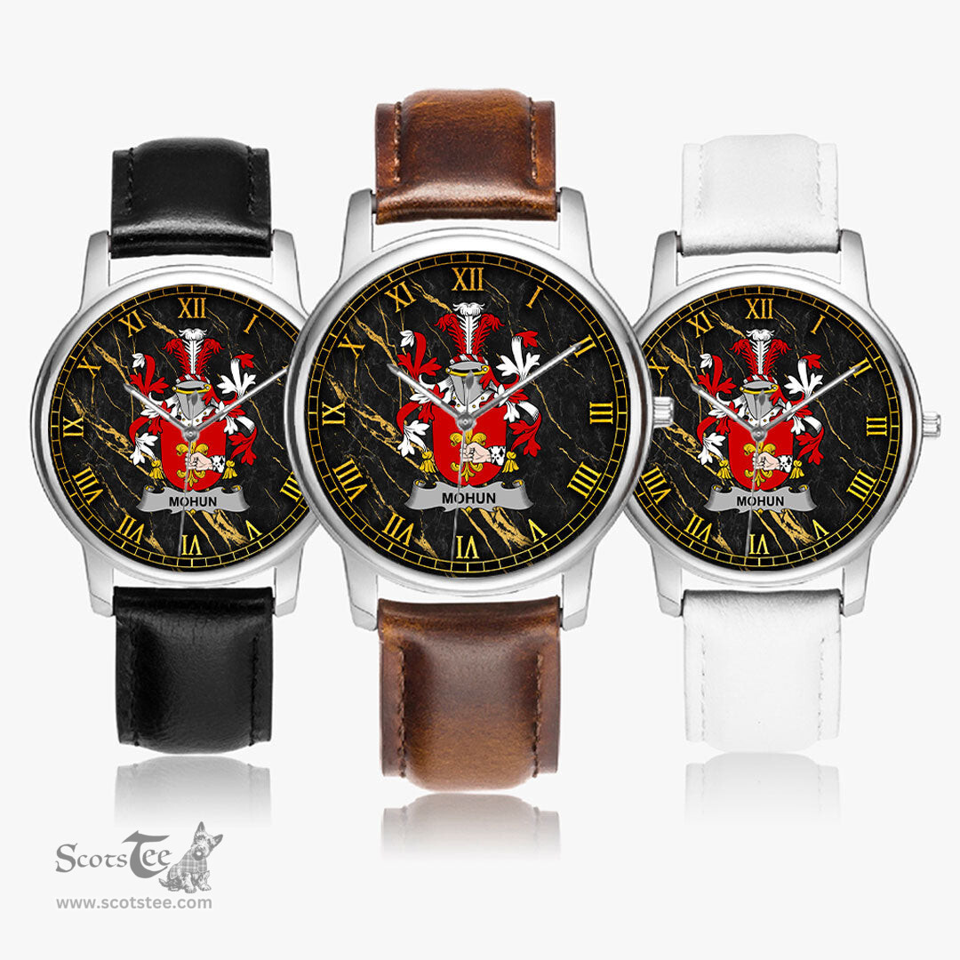 Irish Mohun or Mohan Irish Coat of Arms Irish Watch Leather Strap Classic Quartz Watch