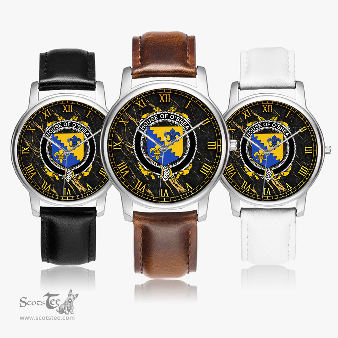 Irish House of O SHEA Irish Coat of Arms Irish Watch Leather Strap Classic Quartz Watch