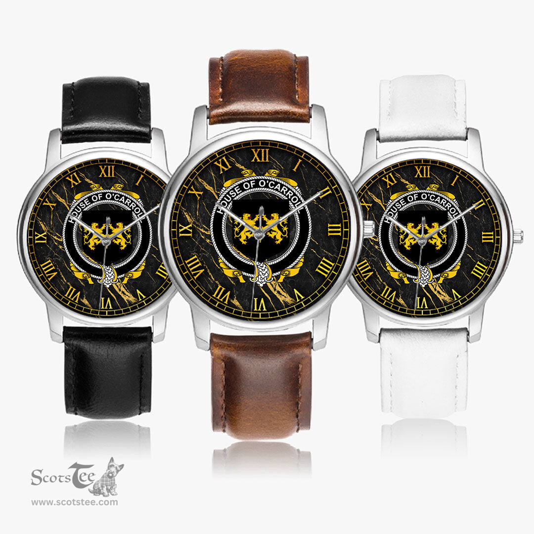 Irish House of O CARROLL Irish Coat of Arms Irish Watch Leather Strap Classic Quartz Watch