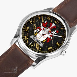 Irish McGowan or McGouan Irish Coat of Arms Irish Watch Leather Strap Classic Quartz Watch