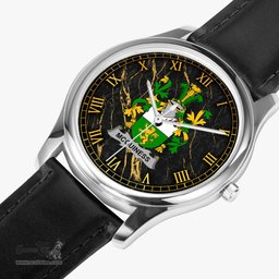 Irish McGuiness or McGenis Irish Coat of Arms Irish Watch Leather Strap Classic Quartz Watch
