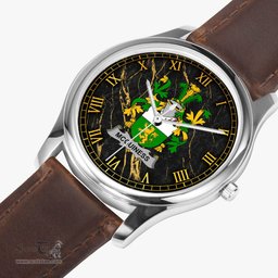 Irish McGuiness or McGenis Irish Coat of Arms Irish Watch Leather Strap Classic Quartz Watch