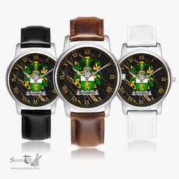Irish McGuiness or McGenis Irish Coat of Arms Irish Watch Leather Strap Classic Quartz Watch