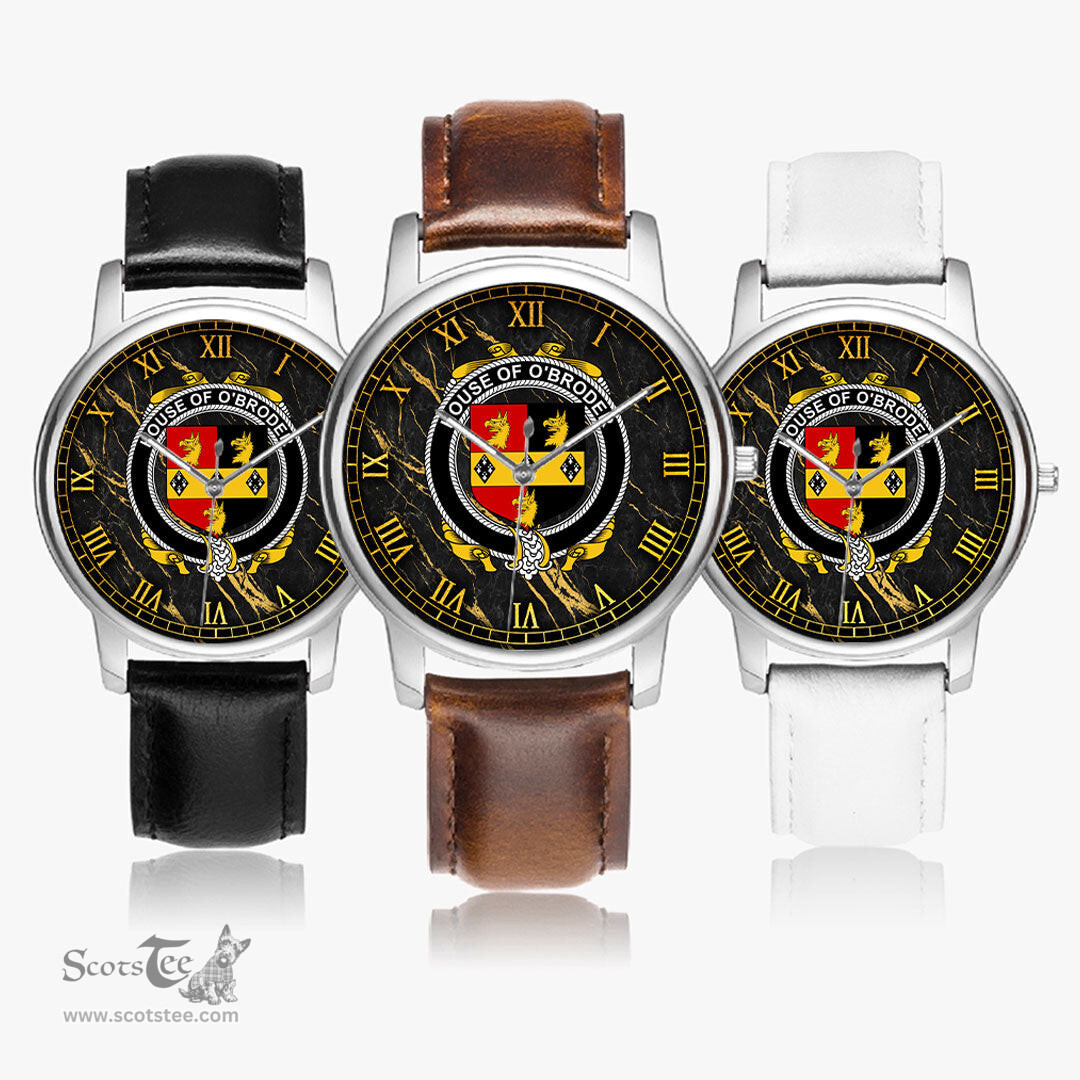 Irish House of O BRODER Irish Coat of Arms Irish Watch Leather Strap Classic Quartz Watch