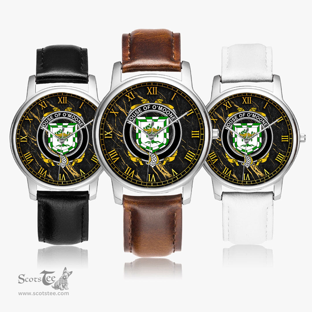 Irish House of O MOONEY Irish Coat of Arms Irish Watch Leather Strap Classic Quartz Watch