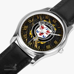 Irish House of O MULLALLY Irish Coat of Arms Irish Watch Leather Strap Classic Quartz Watch