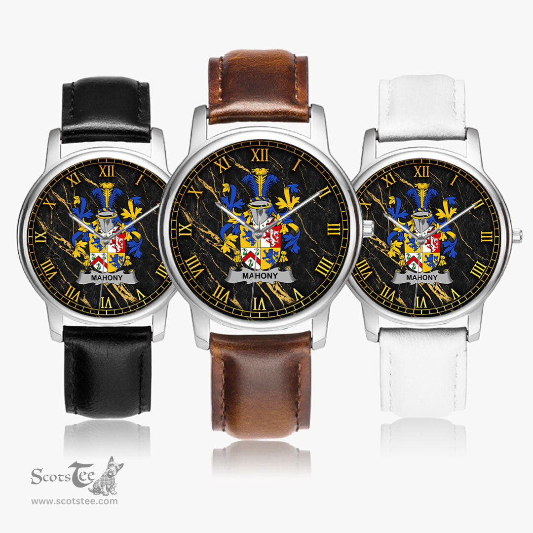 Irish Mahony or O Mahoney Irish Coat of Arms Irish Watch Leather Strap Classic Quartz Watch