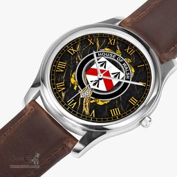 Irish House of WALSH Irish Coat of Arms Irish Watch Leather Strap Classic Quartz Watch