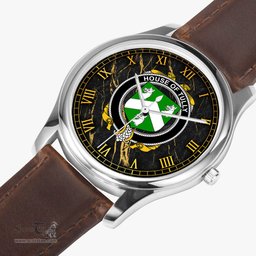 Irish House of TULLY MACATILLA Irish Coat of Arms Irish Watch Leather Strap Classic Quartz Watch