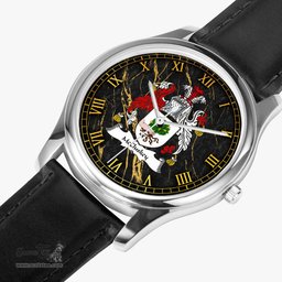 Irish McCluskey Irish Coat of Arms Irish Watch Leather Strap Classic Quartz Watch