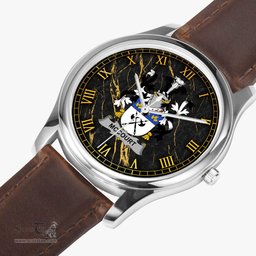 Irish McCourt Irish Coat of Arms Irish Watch Leather Strap Classic Quartz Watch