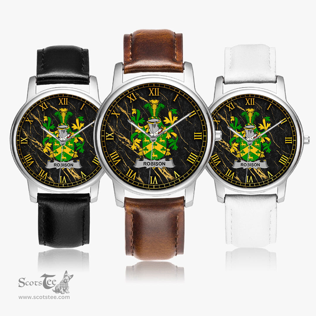 Irish Robison or Robinson Irish Coat of Arms Irish Watch Leather Strap Classic Quartz Watch