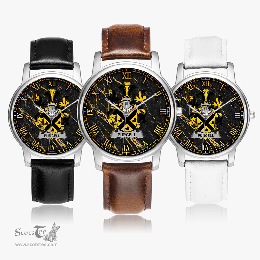Irish Purcell Irish Coat of Arms Irish Watch Leather Strap Classic Quartz Watch