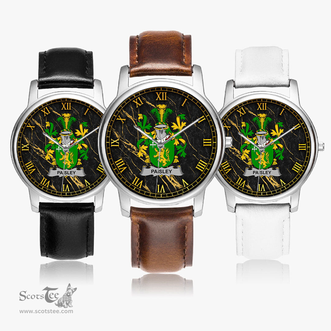 Irish Paisley Irish Coat of Arms Irish Watch Leather Strap Classic Quartz Watch