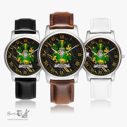 Irish Rogan or O Rogan Irish Coat of Arms Irish Watch Leather Strap Classic Quartz Watch