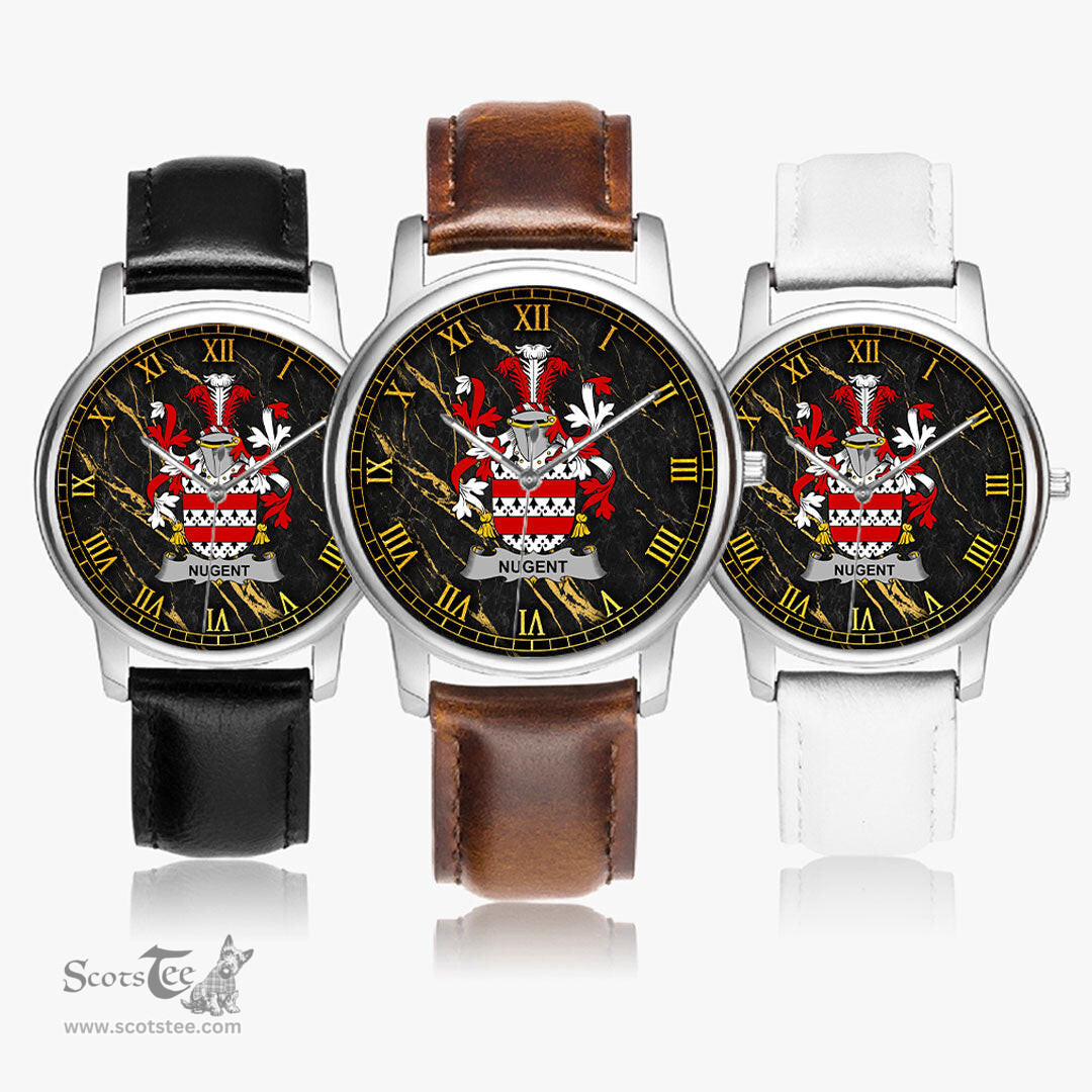 Irish Nugent Irish Coat of Arms Irish Watch Leather Strap Classic Quartz Watch