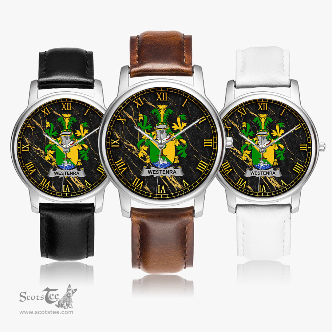 Irish Westenra Irish Coat of Arms Irish Watch Leather Strap Classic Quartz Watch