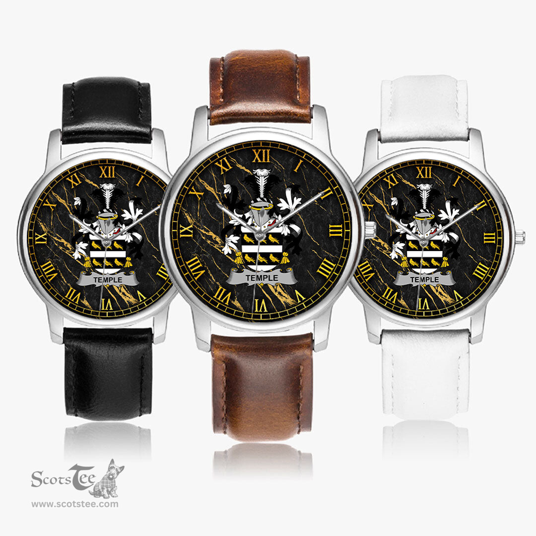 Irish Temple Irish Coat of Arms Irish Watch Leather Strap Classic Quartz Watch