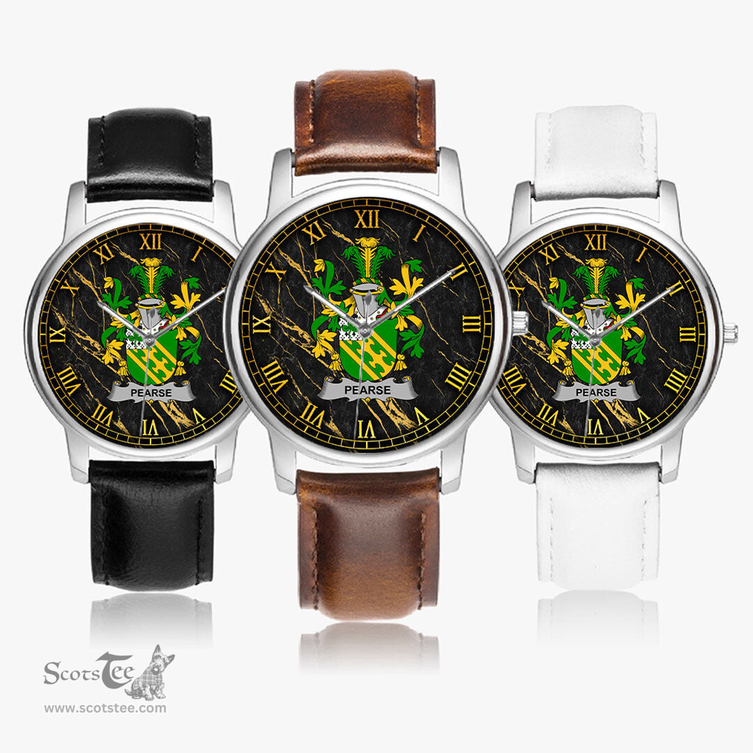 Irish Pearse Irish Coat of Arms Irish Watch Leather Strap Classic Quartz Watch