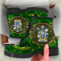 Irish Baillie Coat of Arms Family Crest Ireland Leather Boots Celtic Tree Boots