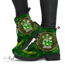 Irish Connor or O Connor Corcomroe Coat of Arms Family Crest Ireland Leather Boots Celtic Tree Boots