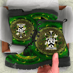 Irish Daunt Coat of Arms Family Crest Ireland Leather Boots Celtic Tree Boots