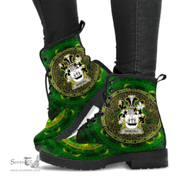 Irish Driscoll or O Driscoll Coat of Arms Family Crest Ireland Leather Boots Celtic Tree Boots