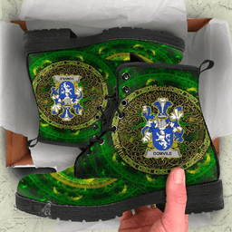 Irish Domvile Coat of Arms Family Crest Ireland Leather Boots Celtic Tree Boots