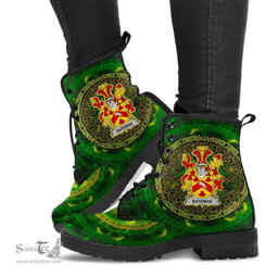 Irish Bateman Coat of Arms Family Crest Ireland Leather Boots Celtic Tree Boots