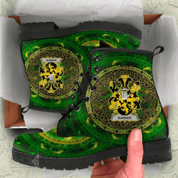 Irish Barker Coat of Arms Family Crest Ireland Leather Boots Celtic Tree Boots