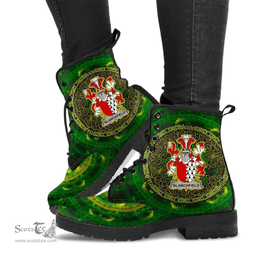 Irish Blanchfield Coat of Arms Family Crest Ireland Leather Boots Celtic Tree Boots