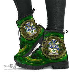 Irish Dolan or O Dolan Coat of Arms Family Crest Ireland Leather Boots Celtic Tree Boots