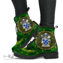 Irish Gibson Coat of Arms Family Crest Ireland Leather Boots Celtic Tree Boots