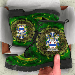 Irish Gilligan or McGilligan Coat of Arms Family Crest Ireland Leather Boots Celtic Tree Boots