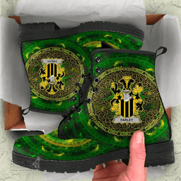 Irish Farley or O Farley Coat of Arms Family Crest Ireland Leather Boots Celtic Tree Boots