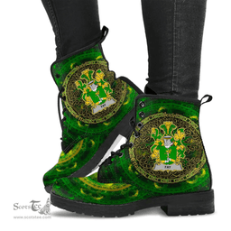 Irish Fay or O Fee Coat of Arms Family Crest Ireland Leather Boots Celtic Tree Boots