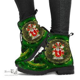 Irish Fallon or O Fallon Coat of Arms Family Crest Ireland Leather Boots Celtic Tree Boots