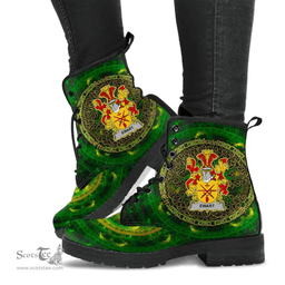 Irish Ewart Coat of Arms Family Crest Ireland Leather Boots Celtic Tree Boots