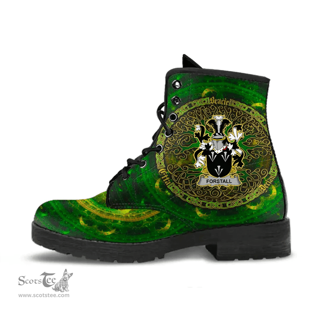 Irish Forstall Coat of Arms Family Crest Ireland Leather Boots Celtic Tree Boots